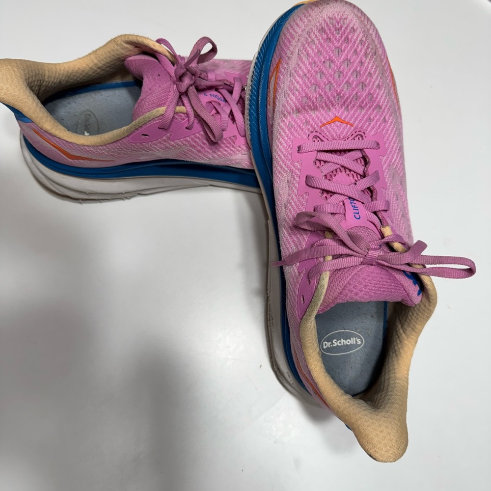 Hoka Bondi 5 Pink and Blue Women's tennis walking shoes..lightly worn..
